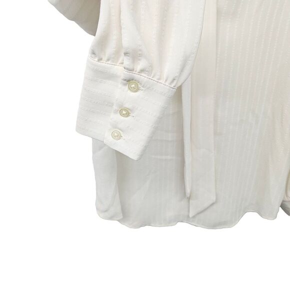 LOFT Ann Taylor Bow Blouse Sheer Top Womens Size XS Long Sleeves Ivory - Picture 4 of 6